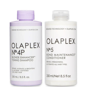Olaplex No.4P Blonde Enhancer Toning Shampoo 250ml and No.5 Conditioner 250ml Bundle Halo Hair & Skin - rosehipskincare.com.au